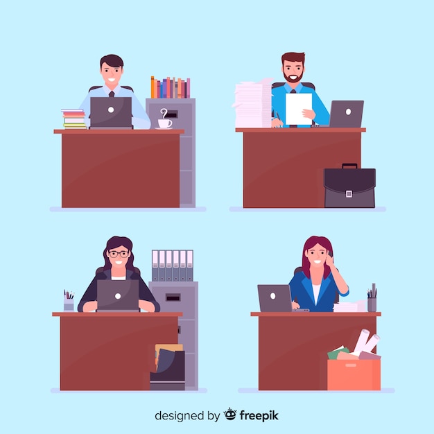 Illustration of people working in office