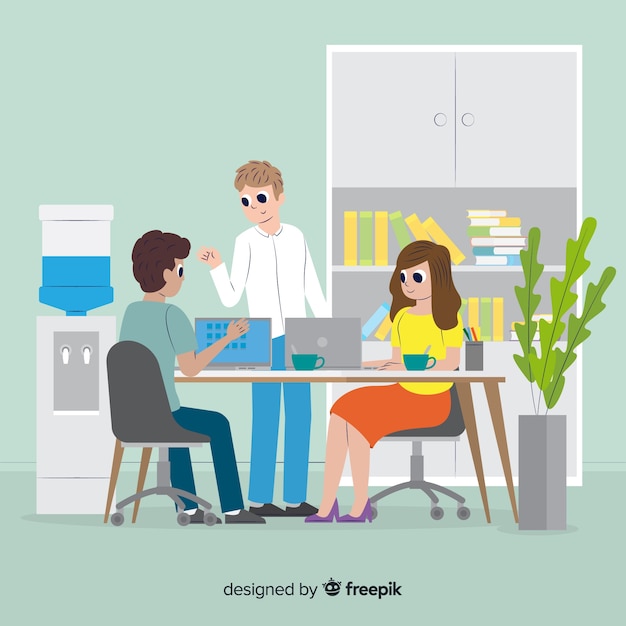 Illustration of people working in office