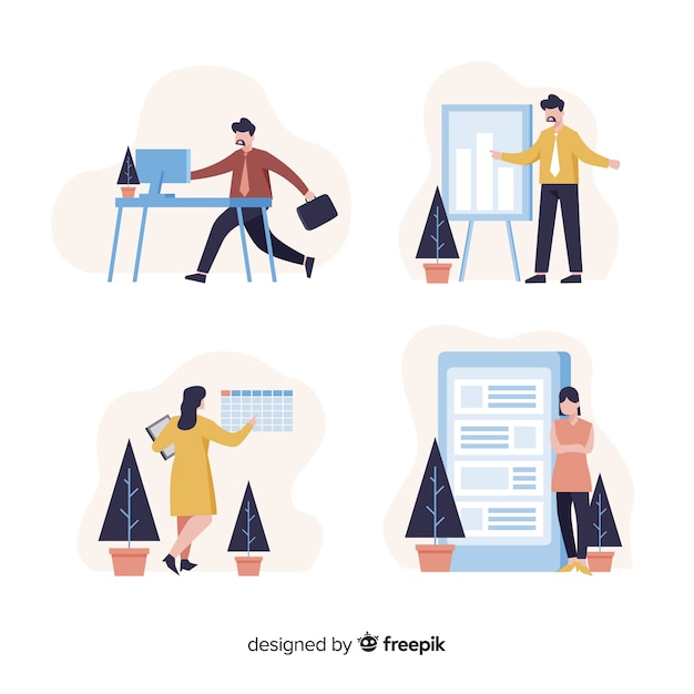 Free Vector illustration of people working at the office