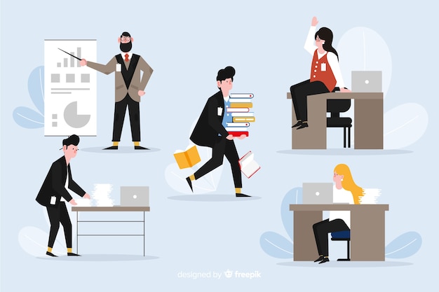 Free Vector illustration of people working at the office