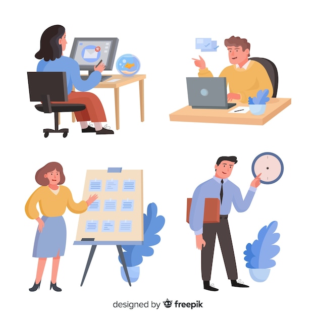 Illustration of people working at the office