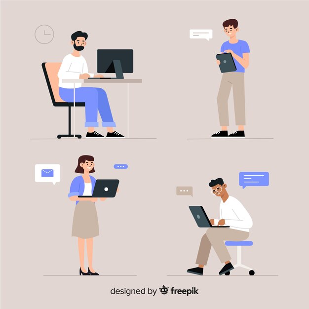 Illustration of people working at the office