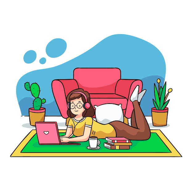 Illustration of a person relaxing at home