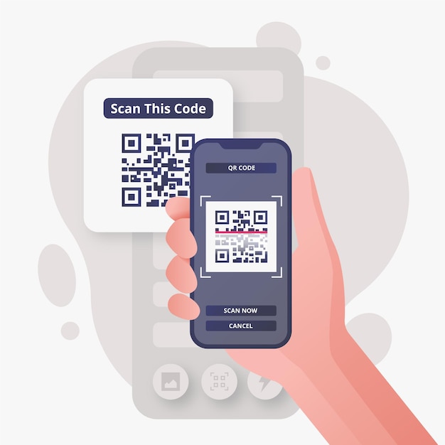 Illustration of person scanning a qr code with a smartphone