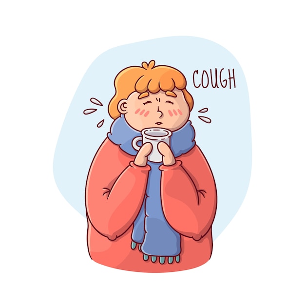 Illustration of a person with a cold