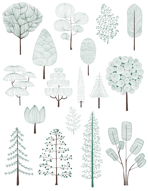 Free Vector illustration of pine trees collection