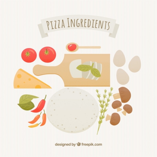 Free Vector illustration of a pizza ingredients