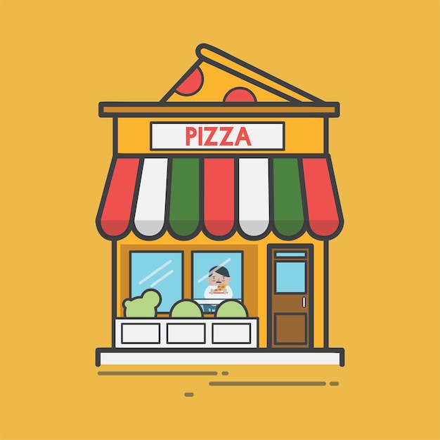 Illustration of a pizza place