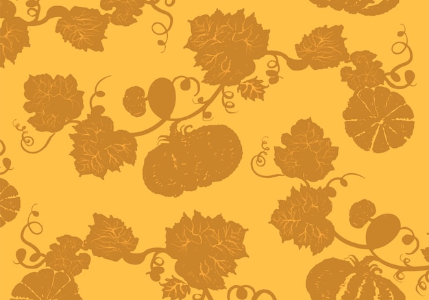 Illustration of pumpkins in yellow background 