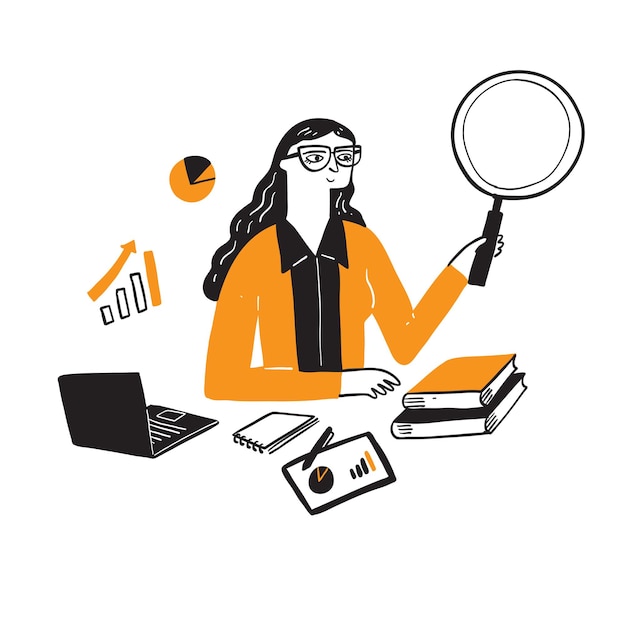 Free Vector illustration of a research businesswoman