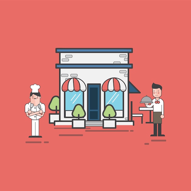 Illustration of restaurant vector set