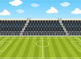 Free vector illustration scene with football field and stadium