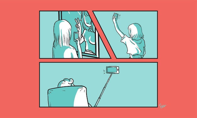 Illustration of selfie concept