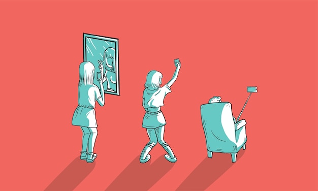 Illustration of selfie concept