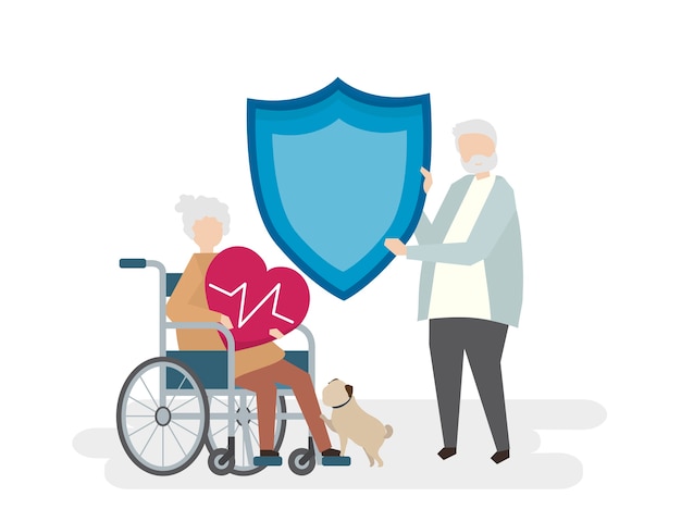 Free Vector illustration of seniors with life insurance