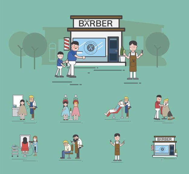 Illustration set of barber shop vector