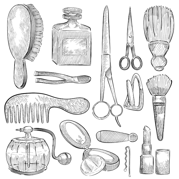 Free Vector illustration of a set of beauty tools