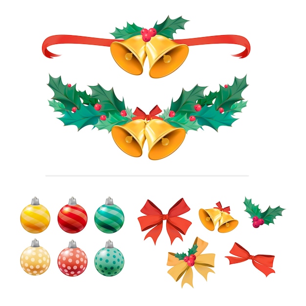 Illustration set of Christmas decoration items