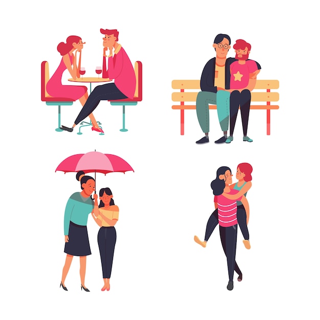 Illustration set of couples in love