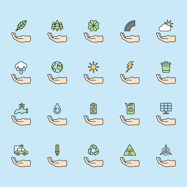 Illustration set of environmental vector