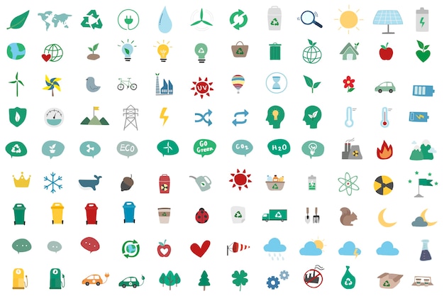 Illustration set of environmentally icons