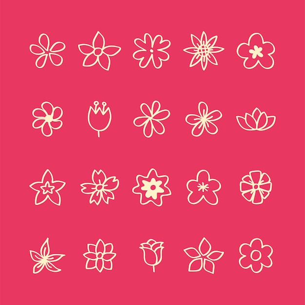 Illustration set of flower icons