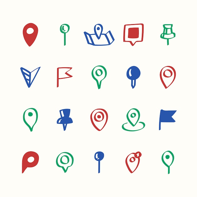 Illustration set of map pin icons