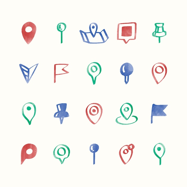 Illustration set of map pin icons