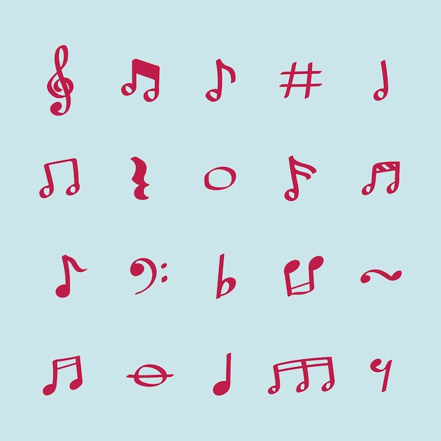 Illustration set of music note icons