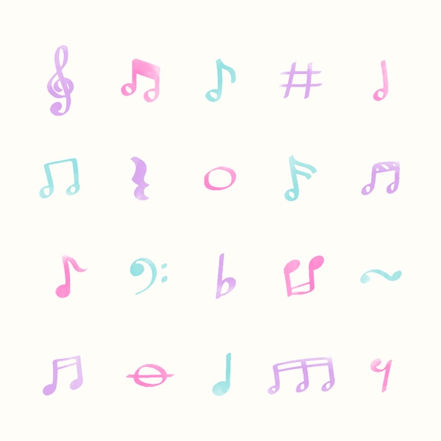 Free Vector illustration set of music note icons