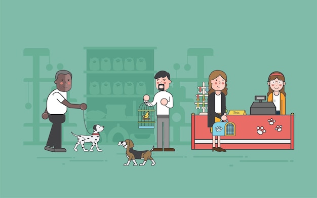 Illustration set of pet shop