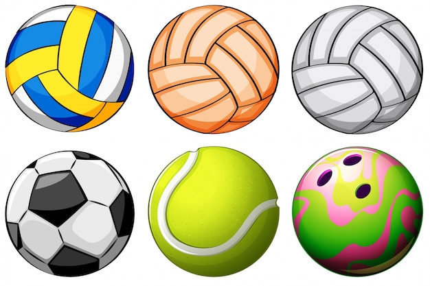 Illustration of a set of sport balls on a white background