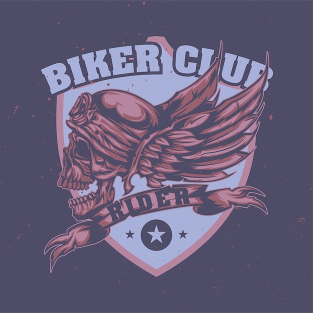 Free Vector illustration of skull at helmet and wings