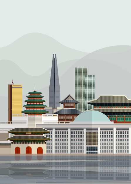 Free vector illustration of south korean landmarks