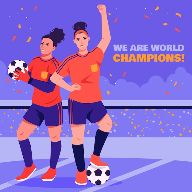 Free Vector illustration of spanish football players celebrating their victory at the world cup