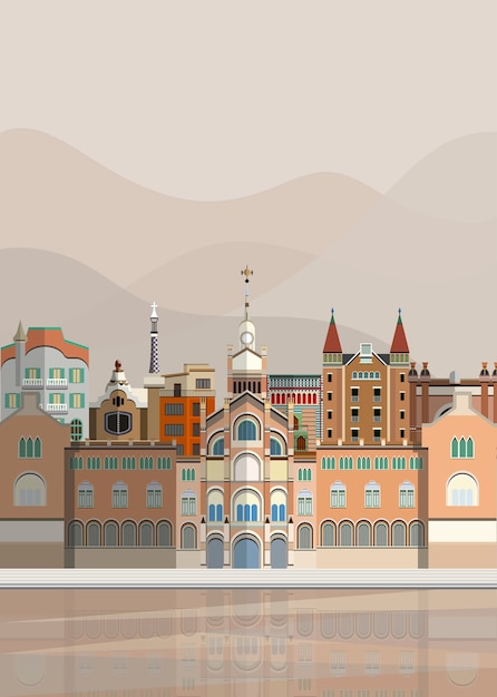 Free vector illustration of spanish landmarks