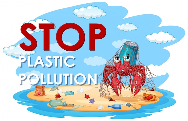 Free vector illustration for stop plastic pollution