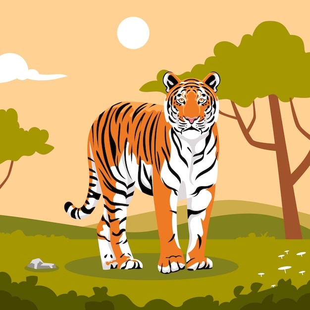 Free vector illustration of tiger in nature