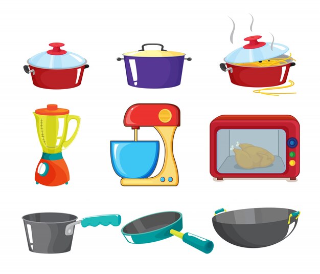 Illustration of various kitchen appliances