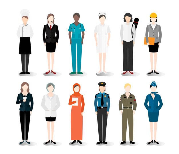 Illustration vector of various careers and professions