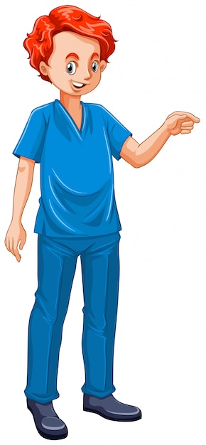 illustration of vet dressed in blue uniform