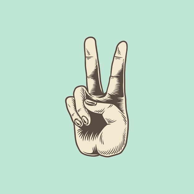 Illustration of victory hand sign