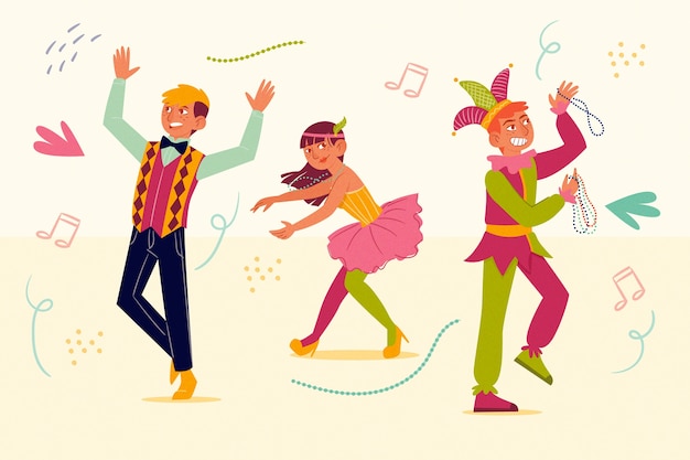 Free Vector illustration with carnival dancers concept