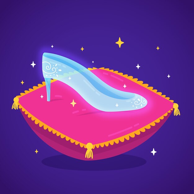 Illustration with cinderella glass shoe