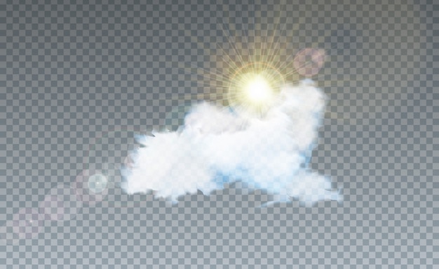 Free Vector illustration with cloud and sunlight isolated on transparent