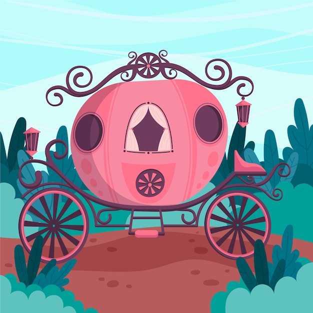 Free Vector illustration with fairytale carriage concept