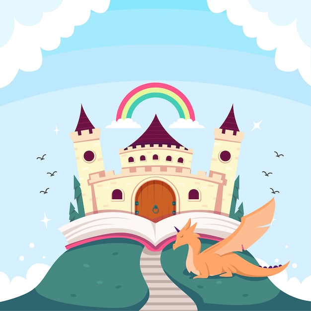 Free Vector illustration with fairytale castle concept