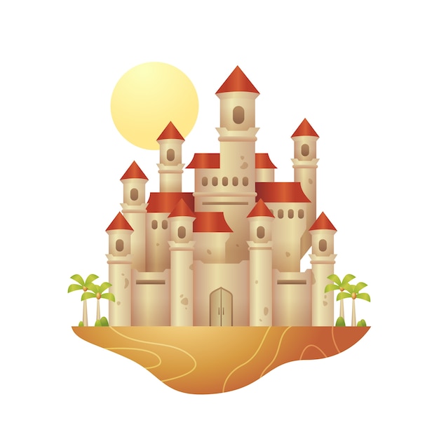 Free Vector illustration with fairytale castle design