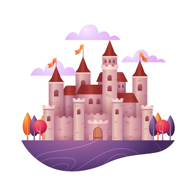 Free Vector illustration with fairytale castle