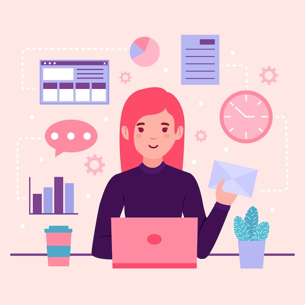 Free Vector illustration with multitasking concept